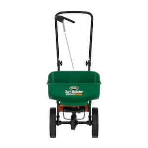 Scotts Turf Builder EdgeGuard Mini Broadcast Spreader 15-lb Capacity Compatible with Ice Melt, Salt, Fertilizer, Seed
