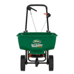 Scotts Turf Builder EdgeGuard DLX Broadcast Spreader 46-lb Capacity Compatible with Ice Melt, Salt, Fertilizer, Seed